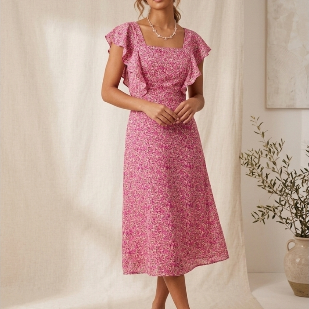 Pink Floral Women's Dress